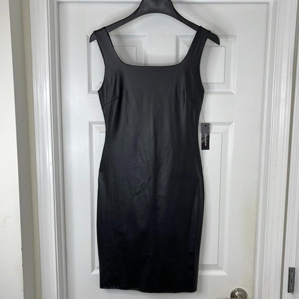Women Black  Faux Leather Dress Size: L